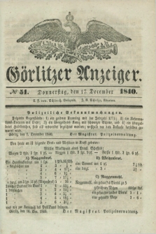 Görlitzer Anzeiger. 1840, № 51 (17 December) + dod.