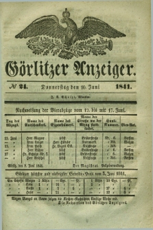 Görlitzer Anzeiger. 1841, № 24 (10 Juni) + dod.
