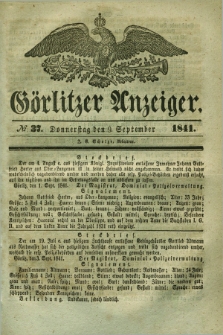 Görlitzer Anzeiger. 1841, № 37 (9 September) + dod.