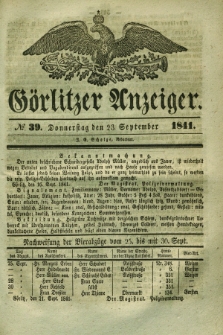 Görlitzer Anzeiger. 1841, № 39 (23 September)