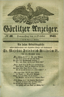 Görlitzer Anzeiger. 1841, № 42 (14 October) + dod.