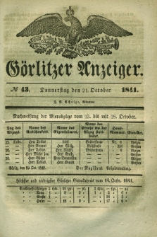 Görlitzer Anzeiger. 1841, № 43 (21 October)