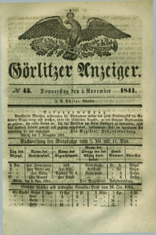 Görlitzer Anzeiger. 1841, № 45 (4 November) + dod.