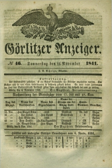 Görlitzer Anzeiger. 1841, № 46 (11 November) + dod.