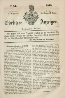 Görlitzer Anzeiger. 1848, № 84 (3 October)