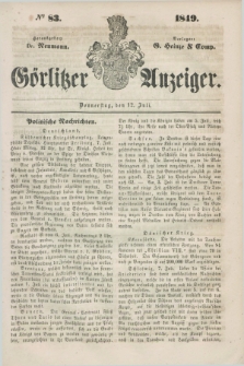 Görlitzer Anzeiger. 1849, № 83 (12 Juli) + dod.