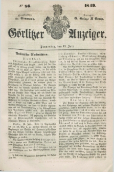 Görlitzer Anzeiger. 1849, № 86 (19 Juli) + dod.