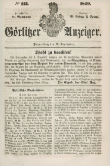 Görlitzer Anzeiger. 1849, № 113 (20 September) + dod.