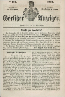 Görlitzer Anzeiger. 1849, № 116 (27 September) + dod.