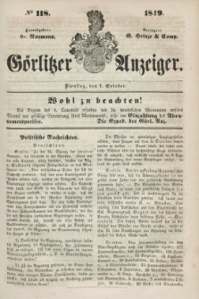 Görlitzer Anzeiger. 1849, № 118 (1 October)