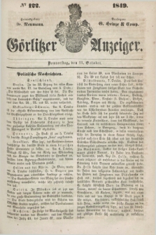Görlitzer Anzeiger. 1849, № 122 (11 October) + dod.