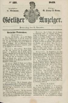 Görlitzer Anzeiger. 1849, № 137 (15 November) + dod.