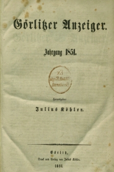 Görlitzer Anzeiger. 1851, № 1 (1 Januar)