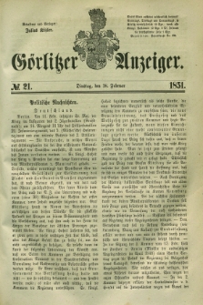 Görlitzer Anzeiger. 1851, № 21 (18 Februar)