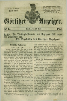 Görlitzer Anzeiger. 1851, № 47 (20 April) + dod.