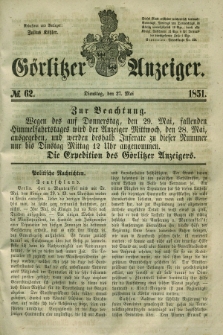 Görlitzer Anzeiger. 1851, № 62 (27 Mai)