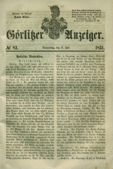 Görlitzer Anzeiger. 1851, № 83 (17 Juli) + dod.