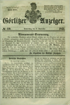Görlitzer Anzeiger. 1851, № 110 (18 September) + dod.