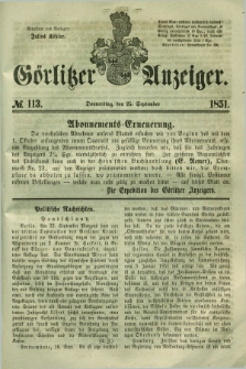 Görlitzer Anzeiger. 1851, № 113 (25 September) + dod.