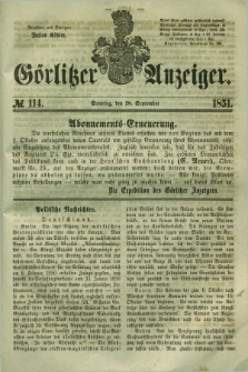 Görlitzer Anzeiger. 1851, № 114 (28 September) + dod.