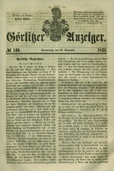 Görlitzer Anzeiger. 1851, № 140 (27 November) + dod.