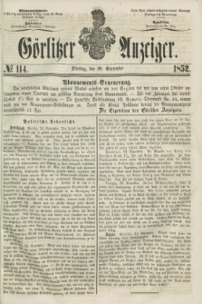 Görlitzer Anzeiger. [Bd.2], № 114 (28 September 1852)