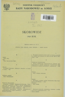 Dziennik Urzędowy Rady Narodowej M. Łodzi. 1969, Skorowidz