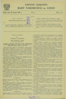 Dziennik Urzędowy Rady Narodowej M. Łodzi. 1969, nr 1 (10 lutego)