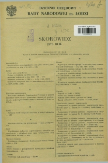 Dziennik Urzędowy Rady Narodowej M. Łodzi. 1970, Skorowidz