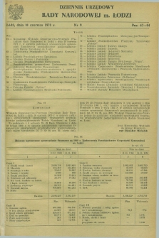 Dziennik Urzędowy Rady Narodowej M. Łodzi. 1970, nr 9 (30 czerwca)