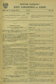 Dziennik Urzędowy Rady Narodowej M. Łodzi. 1970, nr 12 (31 sierpnia)