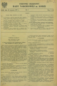 Dziennik Urzędowy Rady Narodowej M. Łodzi. 1971, nr 1 (30 stycznia)