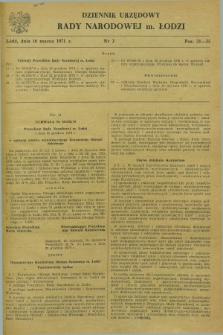 Dziennik Urzędowy Rady Narodowej M. Łodzi. 1971, nr 3 (10 marca)