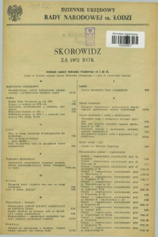 Dziennik Urzędowy Rady Narodowej M. Łodzi. 1972, Skorowidz