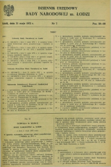 Dziennik Urzędowy Rady Narodowej M. Łodzi. 1972, nr 7 (31 maja)