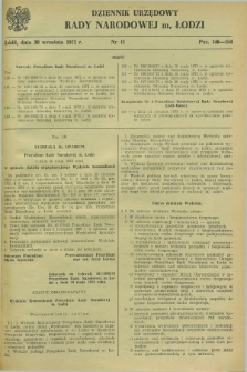 Dziennik Urzędowy Rady Narodowej M. Łodzi. 1972, nr 11 (30 września)