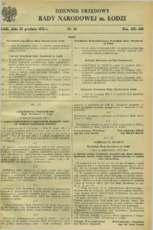 Dziennik Urzędowy Rady Narodowej M. Łodzi. 1972, nr 14 (22 grudnia)