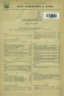 Dziennik Urzędowy Rady Narodowej M. Łodzi. 1973, Skorowidz