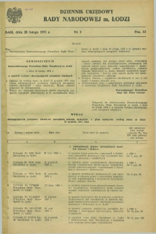 Dziennik Urzędowy Rady Narodowej M. Łodzi. 1973, nr 3 (28 lutego)