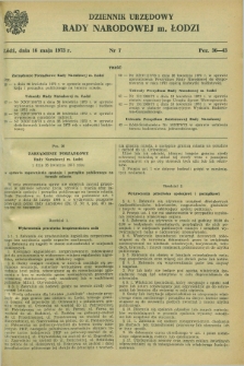 Dziennik Urzędowy Rady Narodowej M. Łodzi. 1973, nr 7 (16 maja)