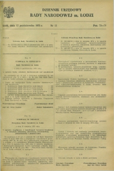 Dziennik Urzędowy Rady Narodowej M. Łodzi. 1973, nr 13 (12 października)