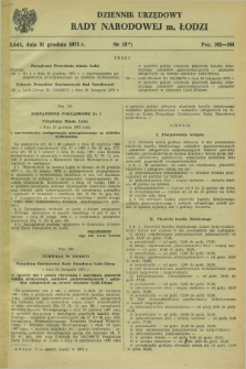 Dziennik Urzędowy Rady Narodowej M. Łodzi. 1973, nr 19 (31 grudnia)
