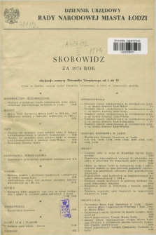 Dziennik Urzędowy Rady Narodowej M. Łodzi. 1974, Skorowidz