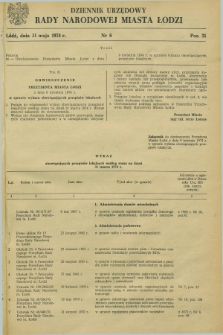 Dziennik Urzędowy Rady Narodowej M. Łodzi. 1974, nr 6 (31 maja)