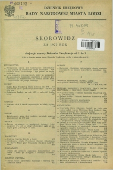 Dziennik Urzędowy Rady Narodowej M. Łodzi. 1975, Skorowidz