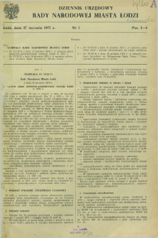 Dziennik Urzędowy Rady Narodowej M. Łodzi. 1975, nr 1 (27 stycznia)