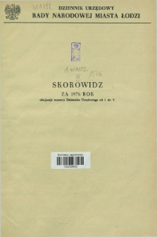 Dziennik Urzędowy Rady Narodowej M. Łodzi. 1976, Skorowidz