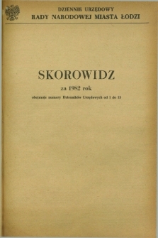 Dziennik Urzędowy Rady Narodowej M. Łodzi. 1982, Skorowidz