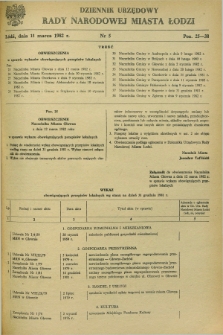 Dziennik Urzędowy Rady Narodowej M. Łodzi. 1982, nr 5 (15 marca)