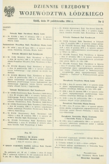 Dziennik Urzędowy Województwa Łódzkiego. 1984, nr 5 (30 października)